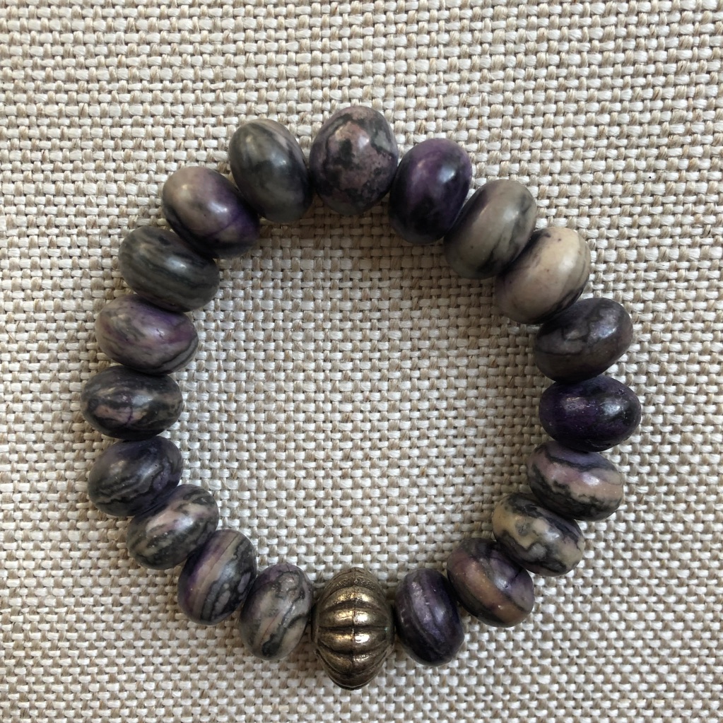Sisco Berluti Bracelet Purple Grey Beads Stackable Unisex